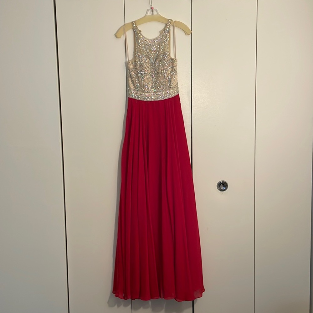 Size 2 Clarisse Red/Nude Formal Gown